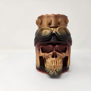 Steampunk Skull Jar With Goggles & Removable Lid Unique Gothic Decor 5.75" (p)